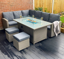 Load image into Gallery viewer, The Conwy 8 Seat Corner Gas Firepit Rattan Dining Set
