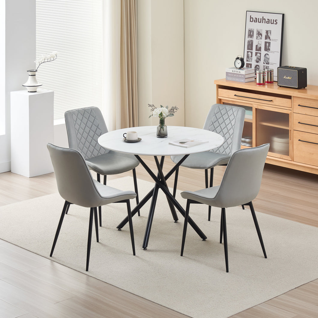 Seattle Dining Table with 4 Amelia Velvet Chairs