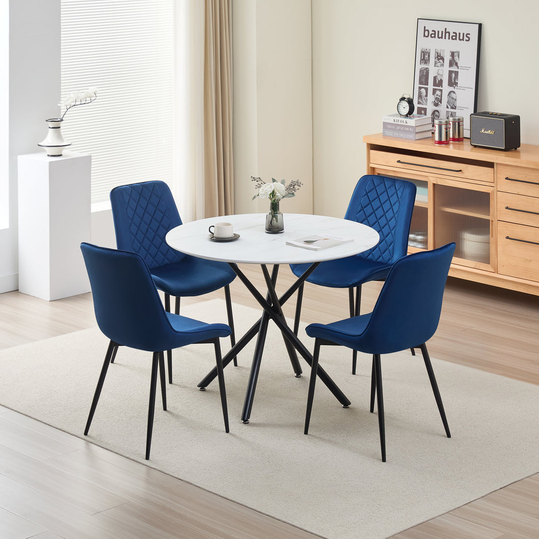 Seattle Dining Table with 4 Amelia Velvet Chairs