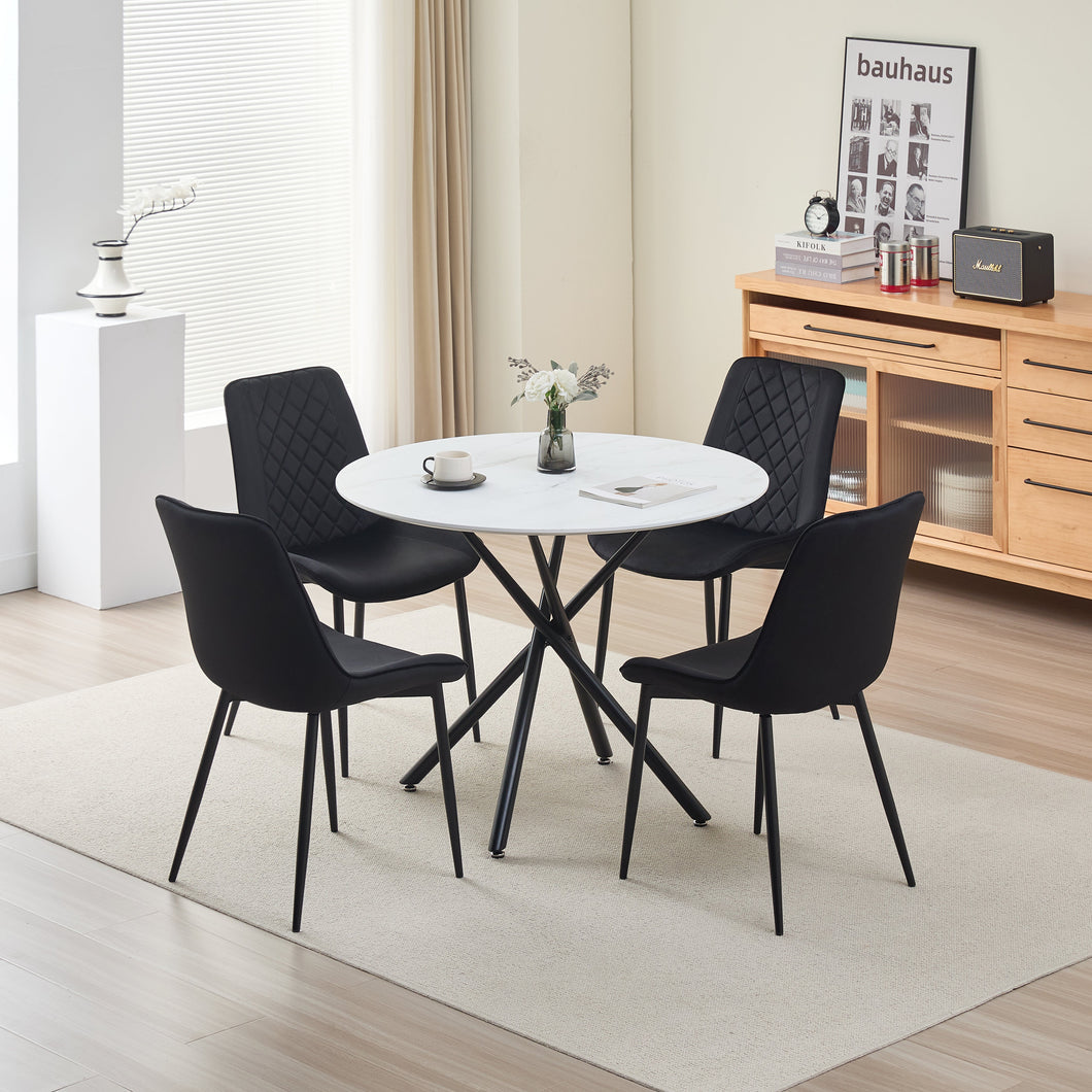 Seattle Dining Table with 4 Amelia Velvet Chairs