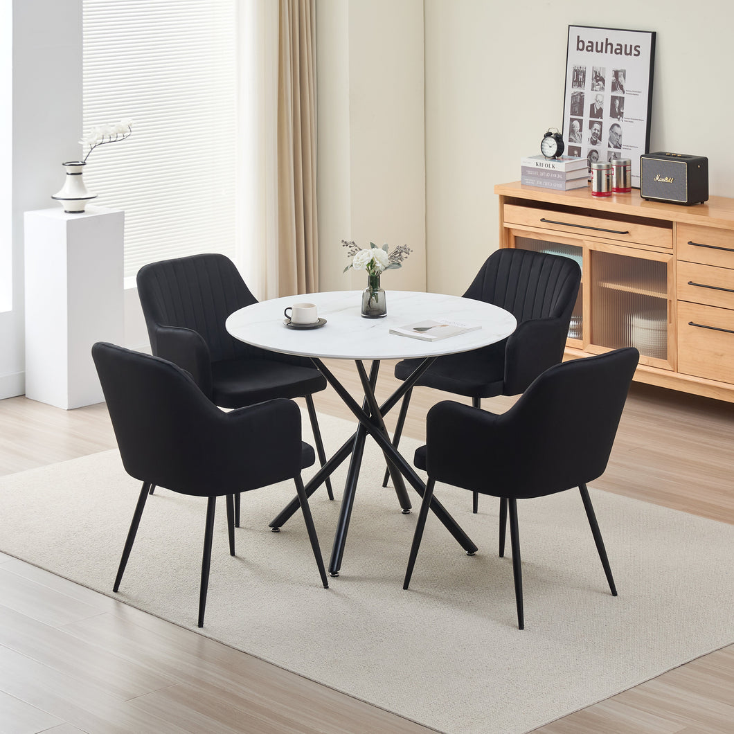 Seattle Dining Table with 4 Charlotte Velvet Chairs