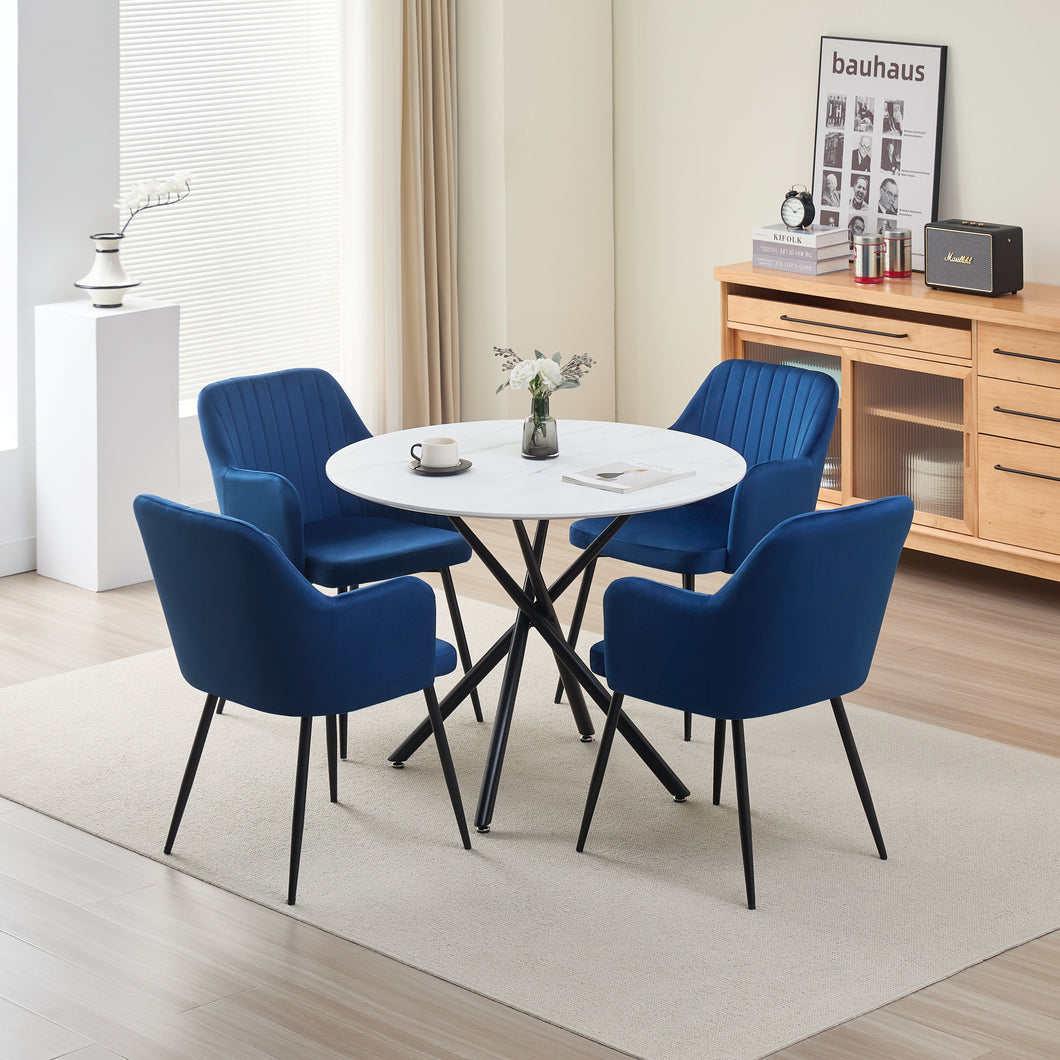 Seattle Dining Table with 4 Charlotte Velvet Chairs