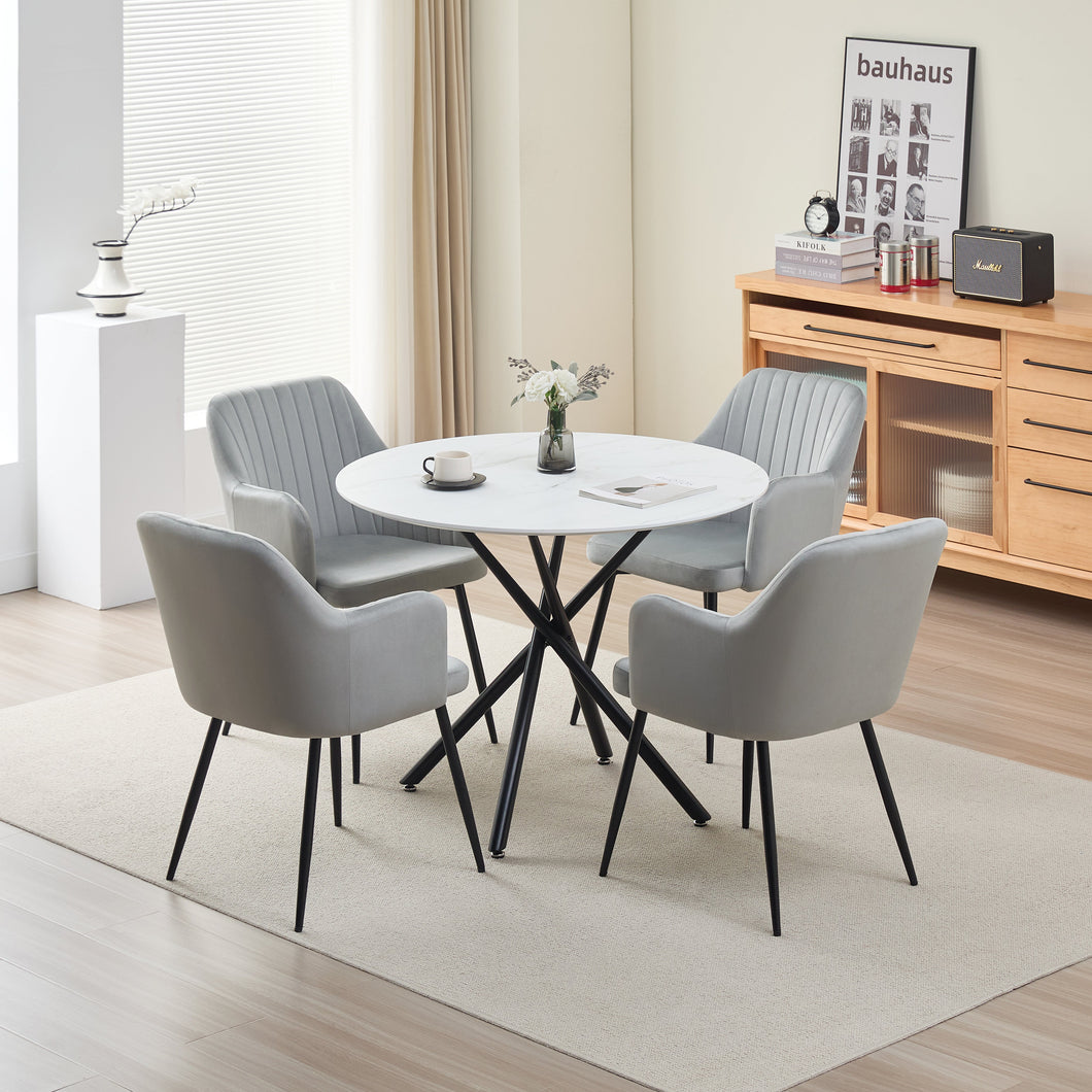 Seattle Dining Table with 4 Charlotte Velvet Chairs