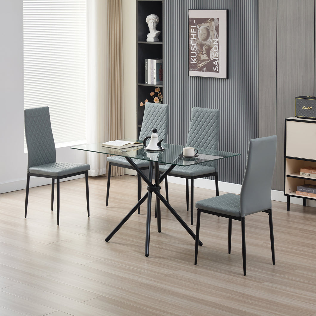 Miami Dining Table with 4 Emily Leather Chairs