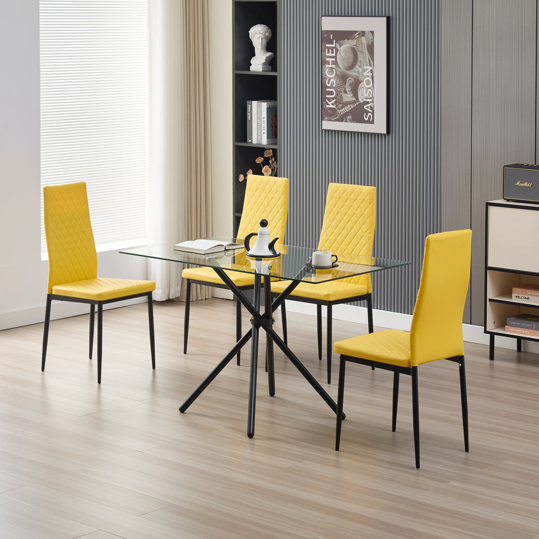 Miami Dining Table with 4 Emily Leather Chairs