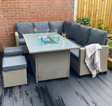 Load image into Gallery viewer, The Conwy 8 Seat Corner Gas Firepit Rattan Dining Set
