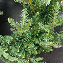 Load image into Gallery viewer, 60cm Premium Mixed branch prelit Green Wreath - with timer
