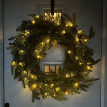 Load image into Gallery viewer, 60cm Premium Mixed branch prelit Green Wreath - with timer
