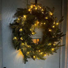 Load image into Gallery viewer, 60cm Premium Mixed branch prelit Green Wreath - with timer
