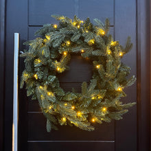 Load image into Gallery viewer, 60cm Premium Mixed branch prelit Green Wreath - with timer
