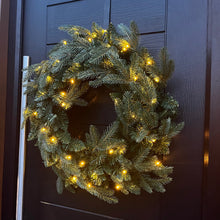 Load image into Gallery viewer, 60cm Premium Mixed branch prelit Green Wreath - with timer
