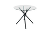 New York Circle Glass Dining Table with starburst black legs