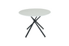 Seattle Circle Stone White Concrete Dining Table with starburst black legs