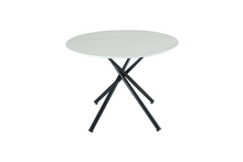 Load image into Gallery viewer, Seattle Circle Stone White Concrete Dining Table with starburst black legs
