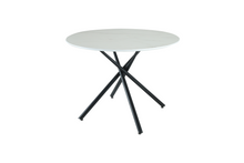 Load image into Gallery viewer, Seattle Circle Stone White Concrete Dining Table with starburst black legs
